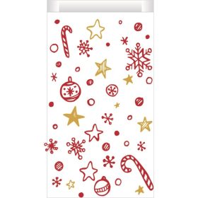 Papírzacskó karácsonyi piros-arany 135x250mm