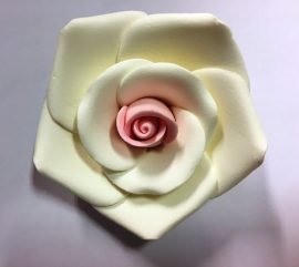 Rózsa XL 8cm - Fehér+Rózsaszín