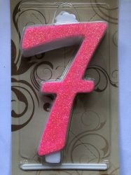 Számgyertya óriás - "7" Rózsaszín