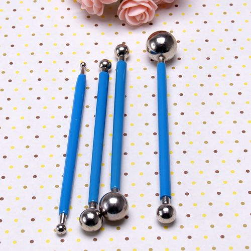 Fondant / Marcipán modellező tollkészlet (fém) - Gömb (4db)