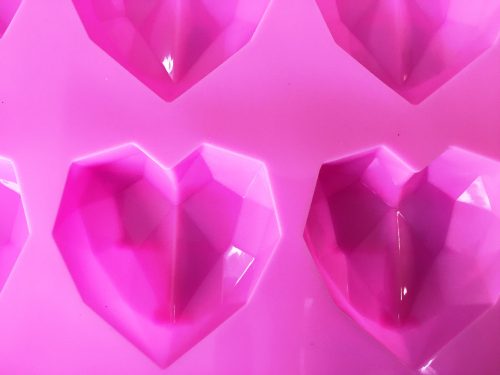 Mousse szilikon forma - Gyémánt szív 6db-os