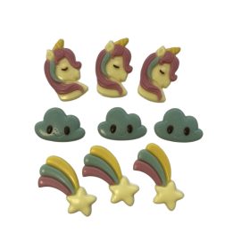 Csoki dísz - Unikornis-Felhő-Szivárvány (9db)