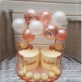 Tortadekoráció lufi boltív - 1. Rózsaszín-fehér