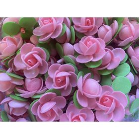 Ostyarózsa levéllel 6db (Rózsaszín)