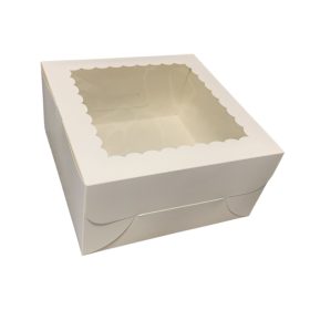 Süteményes doboz ablakos fehér 25x25x13cm