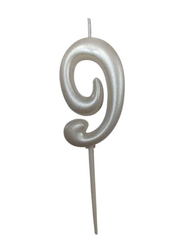 számgyertya  gyöngyház fehér  "9" - dobozos