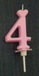 számgyertya+talp rózsaszín - "4"