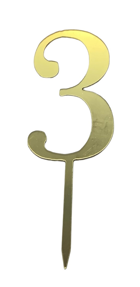 Image of Torta beszúró szám arany " 3 "