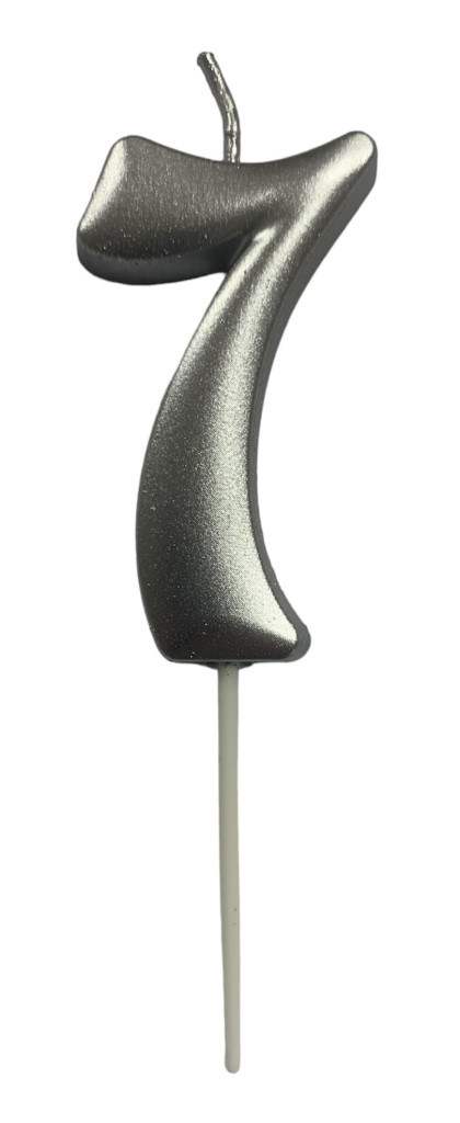 Image of Gyertya ezüst "7" - dobozos