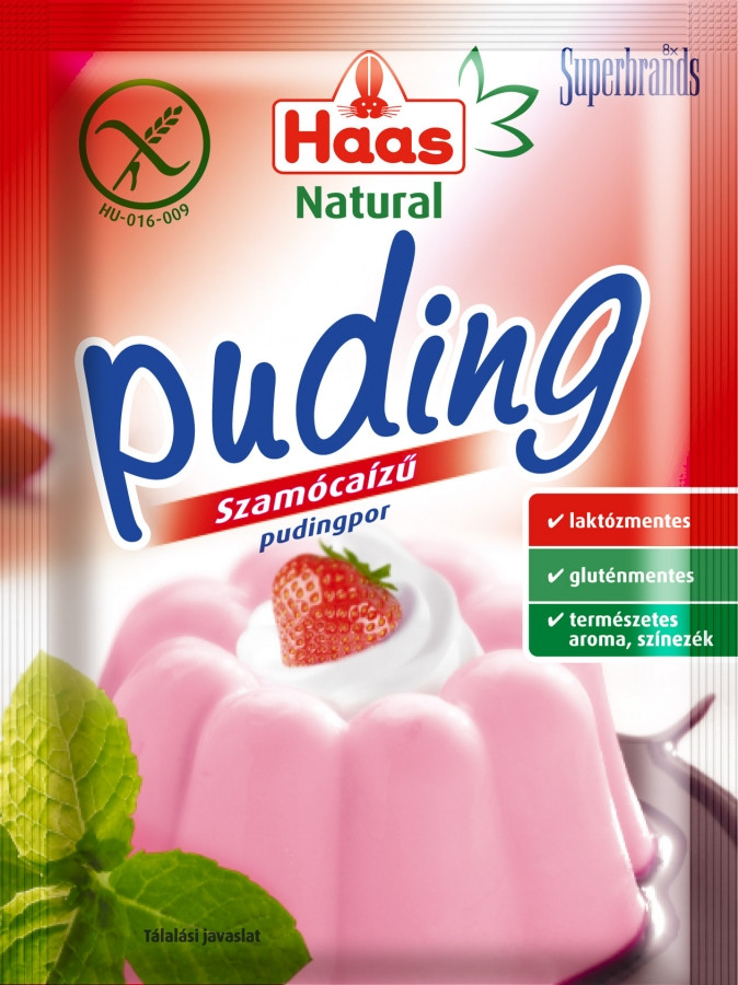 Image of Haas Natural Szamócaízű pudingpor 40g