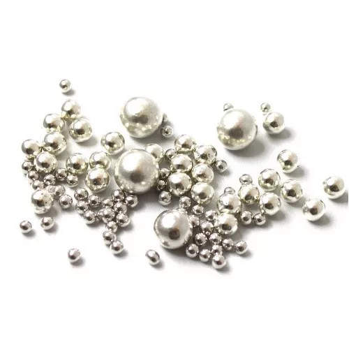 Image of Dekor cukorgyöngy fényes ezüst mix - 100g