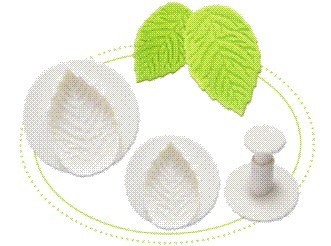 Image of Fondant / Marcipán rugós kiszúró - Rózsalevél 3db-os készlet