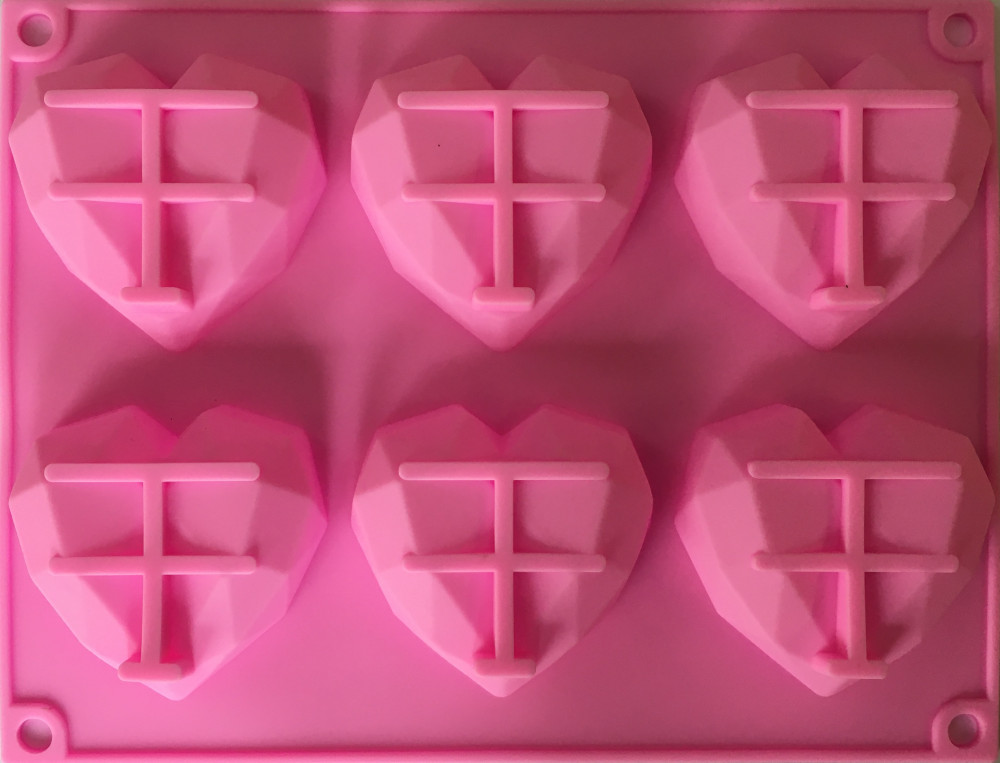 Image of Mousse szilikon forma - Gyémánt szív 6db-os