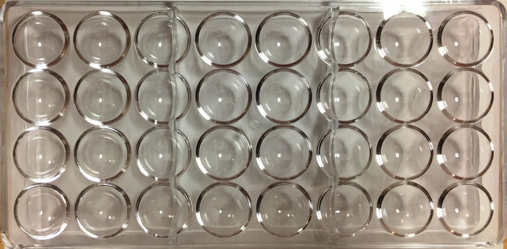 Image of Polikarbonát csokoládé öntőforma - 13. Félgömb 27mm 32 darabos