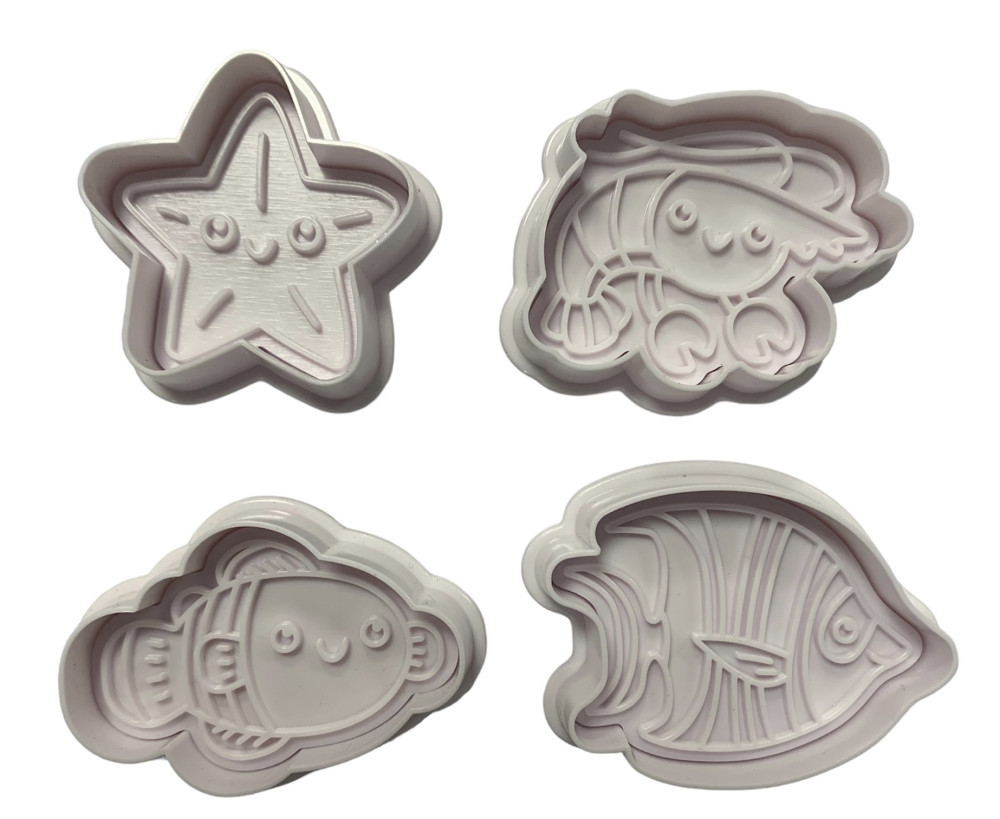 Image of Fondant / Marcipán rugós kiszúró - Tengeri állatok 2. 4db-os készlet