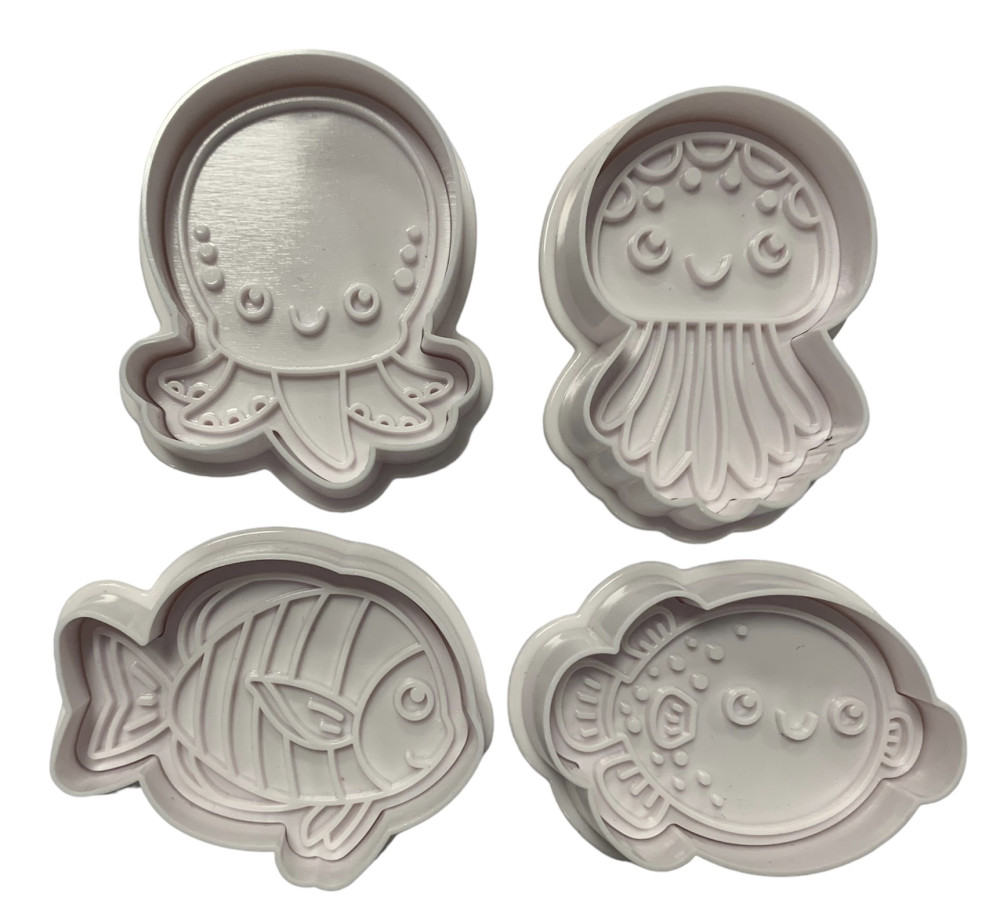 Image of Fondant / Marcipán rugós kiszúró - Tengeri állatok 3. 4db-os készlet