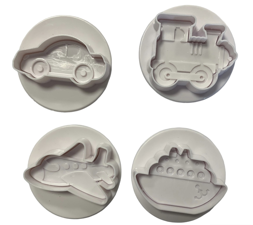 Image of Fondant / Marcipán rugós kiszúró - Járművek 2. 4db-os készlet
