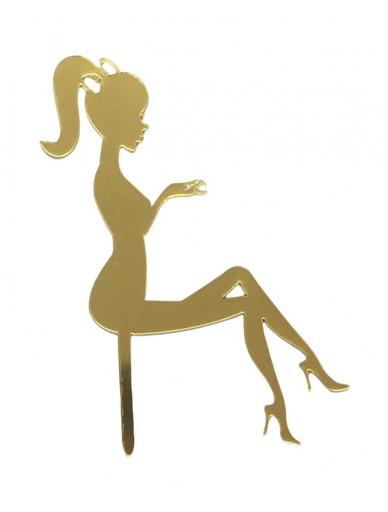 Image of Tortába szúrható műanyag (siluett) Lány - Arany