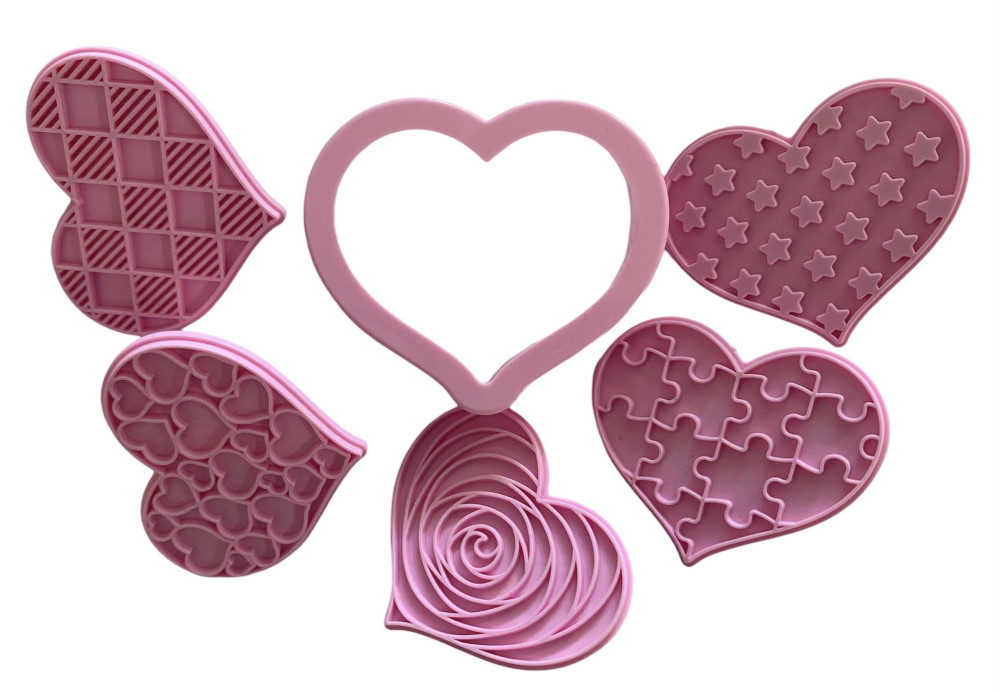 Image of Fondant, keksz, süti kiszúró - Szív 1+5db-os