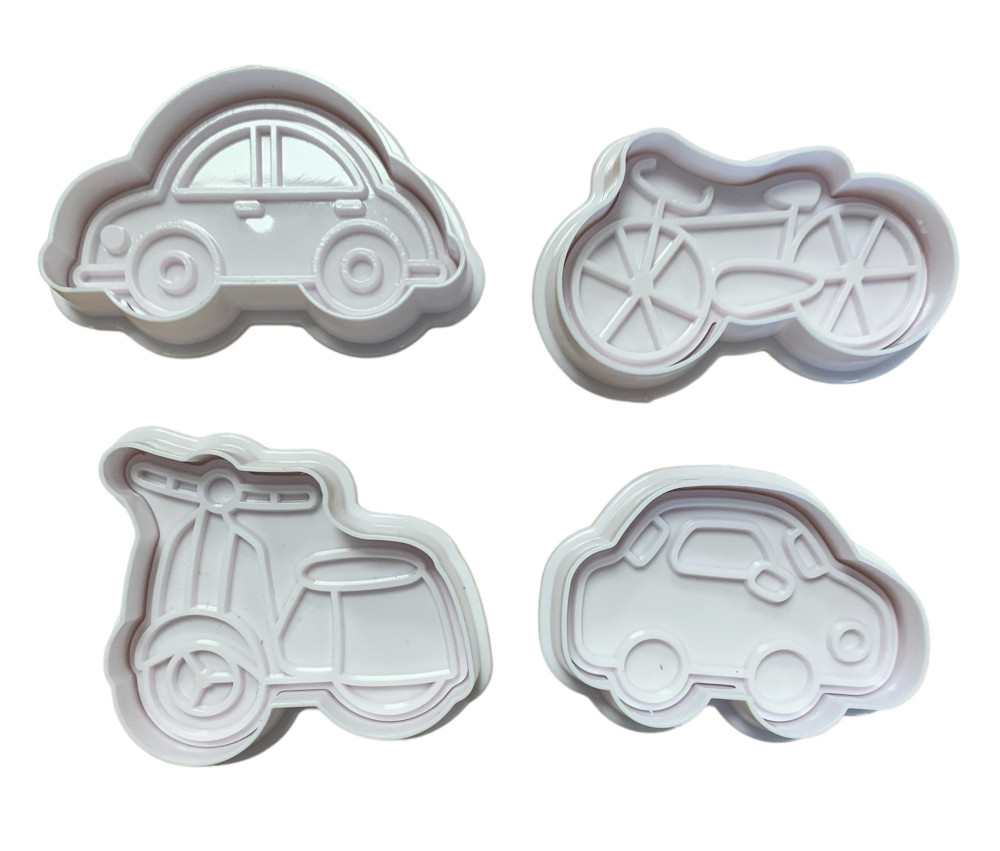 Image of Fondant / Marcipán rugós kiszúró - Járművek 1. 4db-os készlet