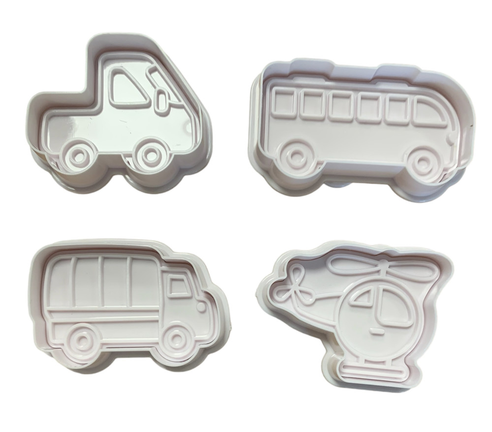 Image of Fondant / Marcipán rugós kiszúró - Járművek 3. 4db-os készlet
