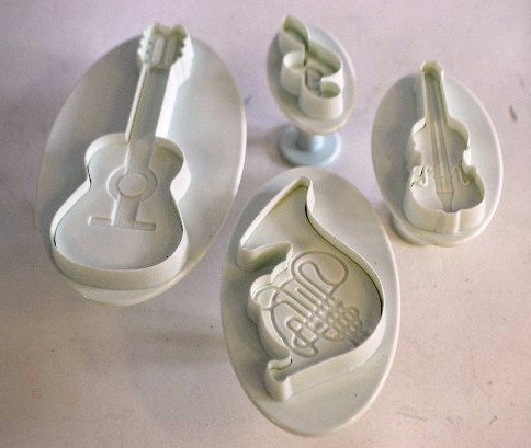 Image of Fondant / Marcipán rugós kiszúró - Hangszerek 4db-os készlet