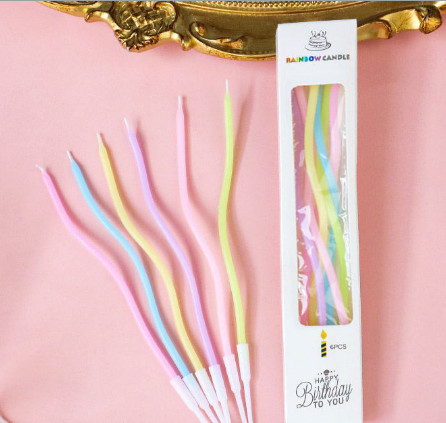 Image of Gyertya - csavart színes szálgyertya (6db/doboz)