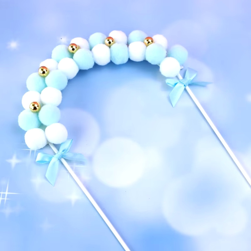 Image of Tortadekoráció pompom boltív - Fehér-Kék