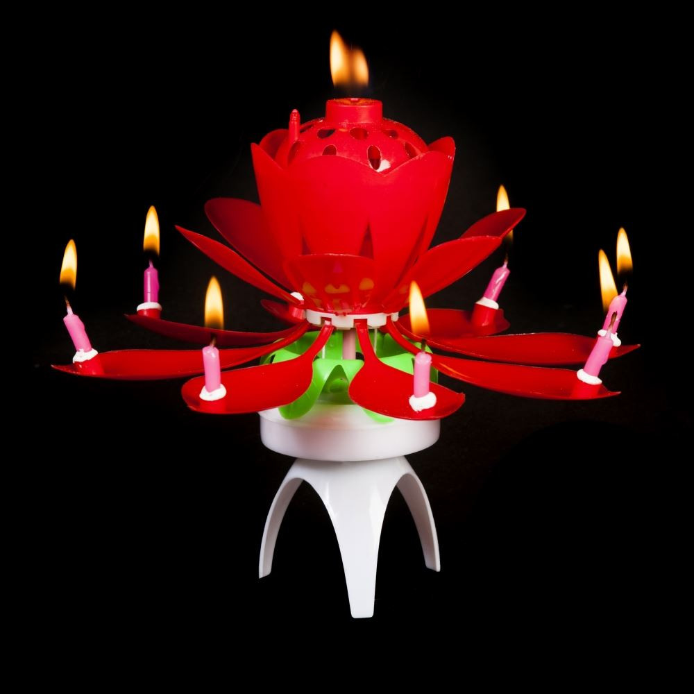 Image of Gyertya zenélő virág piros