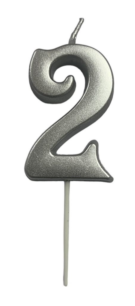 Image of Gyertya ezüst "2" - dobozos