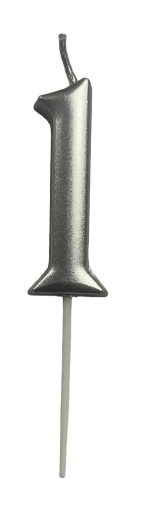 Image of Gyertya ezüst "1" - dobozos