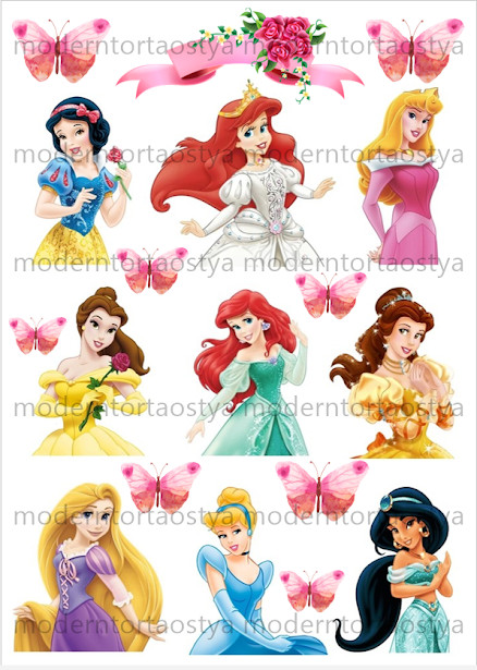 Image of Torta ostya - Disney Hercegnők mix A4 2.