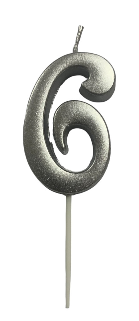 Image of Gyertya ezüst "6" - dobozos