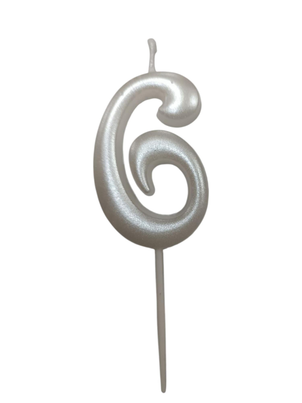 Image of Gyertya gyöngyház fehér "6" - dobozos