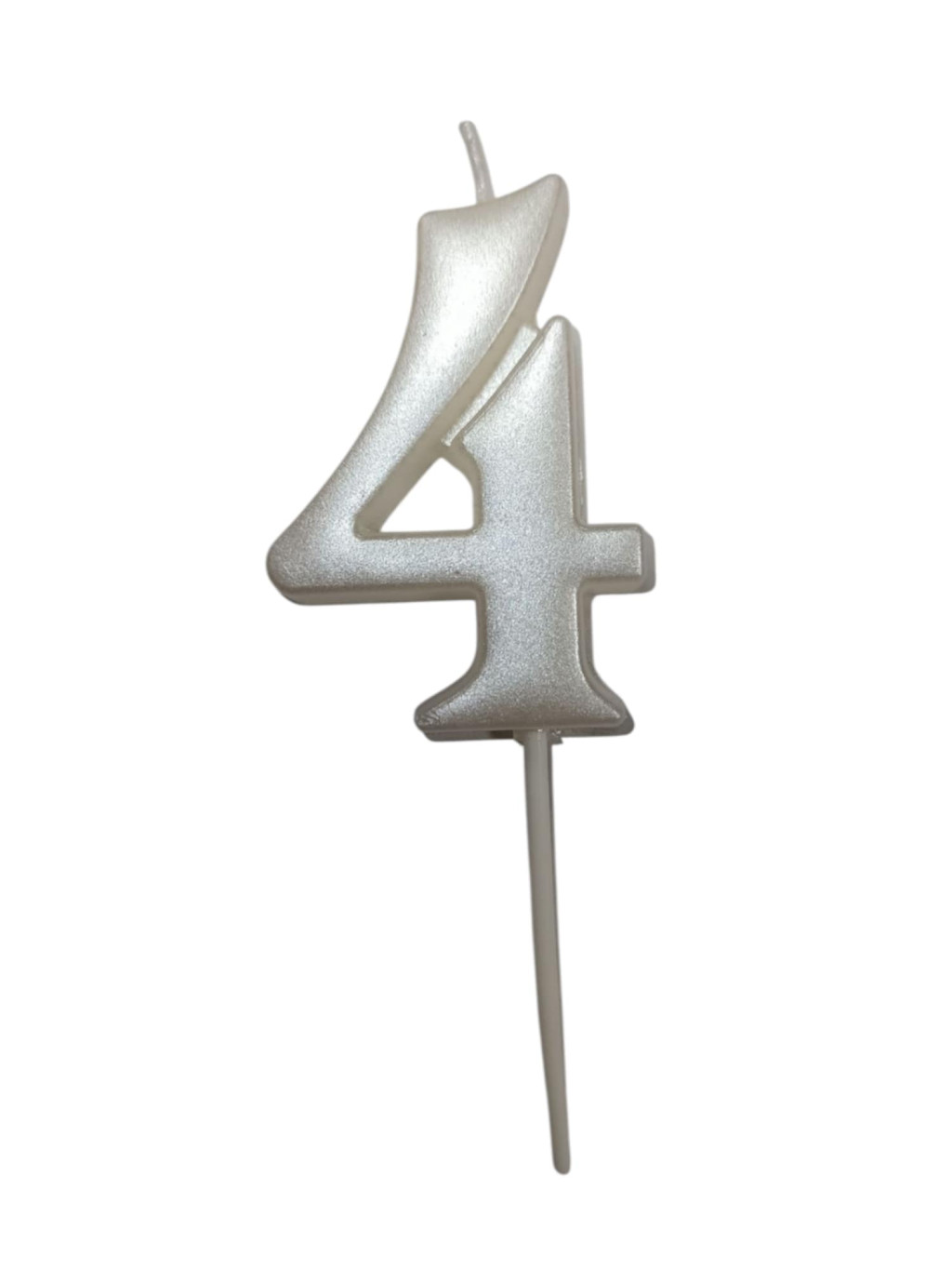 Image of Gyertya gyöngyház fehér "4" - dobozos