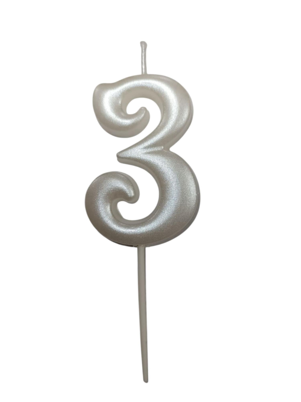 Image of Gyertya gyöngyház fehér "3" - dobozos