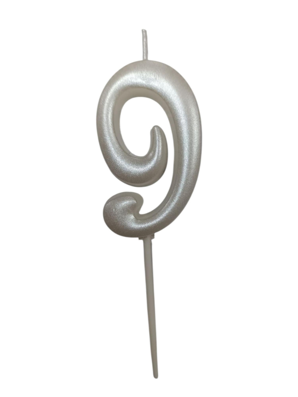 Image of Gyertya gyöngyház fehér "9" - dobozos