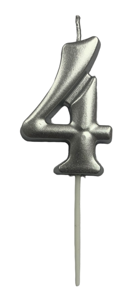 Image of Gyertya ezüst "4" - dobozos