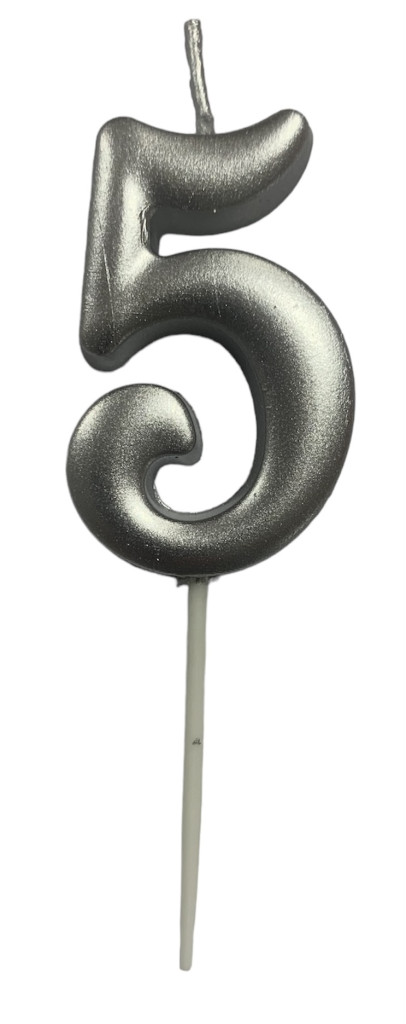 Image of Gyertya ezüst "5" - dobozos