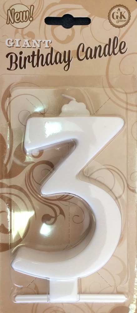 Image of Gyertya óriás - "3" Fehér