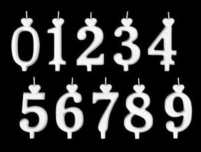 Image of Gyertya számsor fehér 0-9-ig